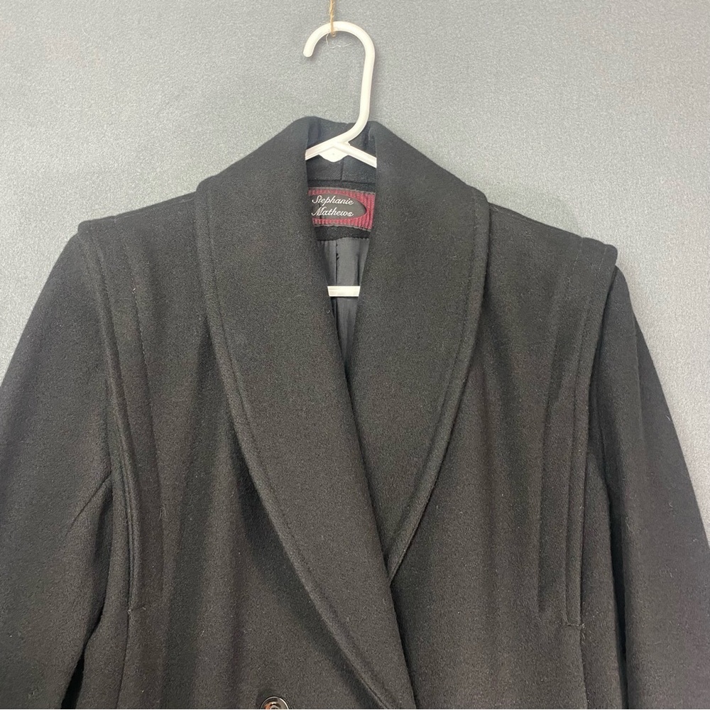 Women’s Vintage Black Wool Pea Coat Size 4 Warm Winter Preppy Quiet Luxury - Picture 3 of 10